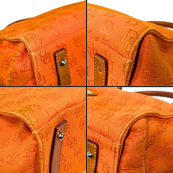 SOLD Dooney & Bourke Orange Signature Gretta Canvas Jacquard Leather Satchel - Picture 6 of 10